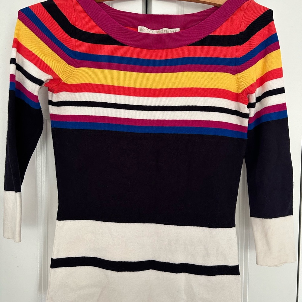 Boston Proper Small Multicoloured striped summer sweater. Sz XXS